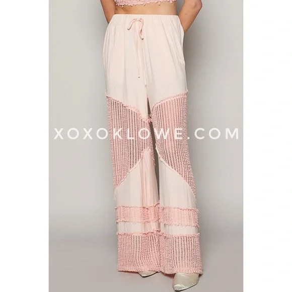 POL Blush Pink Flowy Wide Leg Rayon Jersey Palazzo Pants - Picture 3 of 11